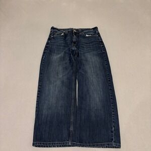Warehouse One Loose Fit Wide Leg Jeans Dark Wash Blue 32x32 Y2K Grunge Baggy